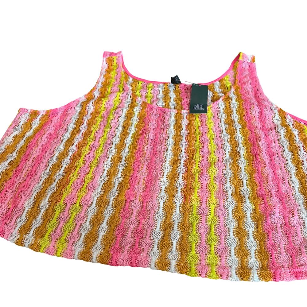 Wild Fable Women's Multi Color Striped Openwork Swing Tank Top - Size 4X - NWT